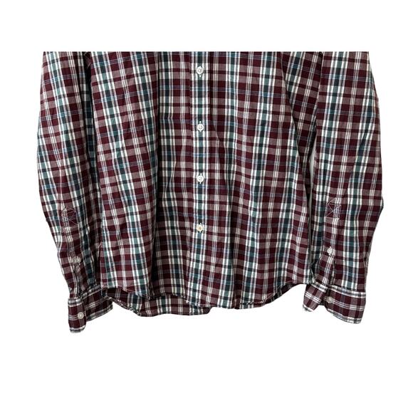 TIMBERLAND Slim-Fit Maroon Plaid Button-Up Long Sleeve Shirt Men's Medium - Picture 4 of 7